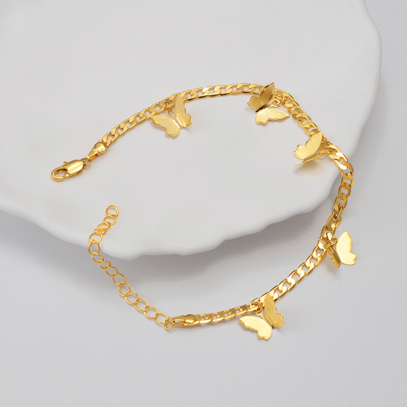 Anniyo 21cm + 5cm drugelio košelės moterims, paauksuotos pėdų grandinėlės papuošalai #188116