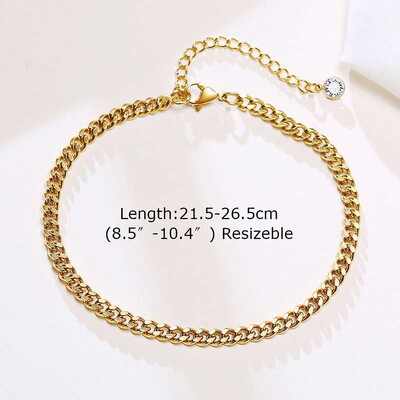 Vyriškos kulkšnies atramos, paauksuotos grandinės vyriškos kulkšnies atramos, vyriškos nerūdijančio plieno kojos, madinga kubietiška lyno jungtis su pailginta grandine