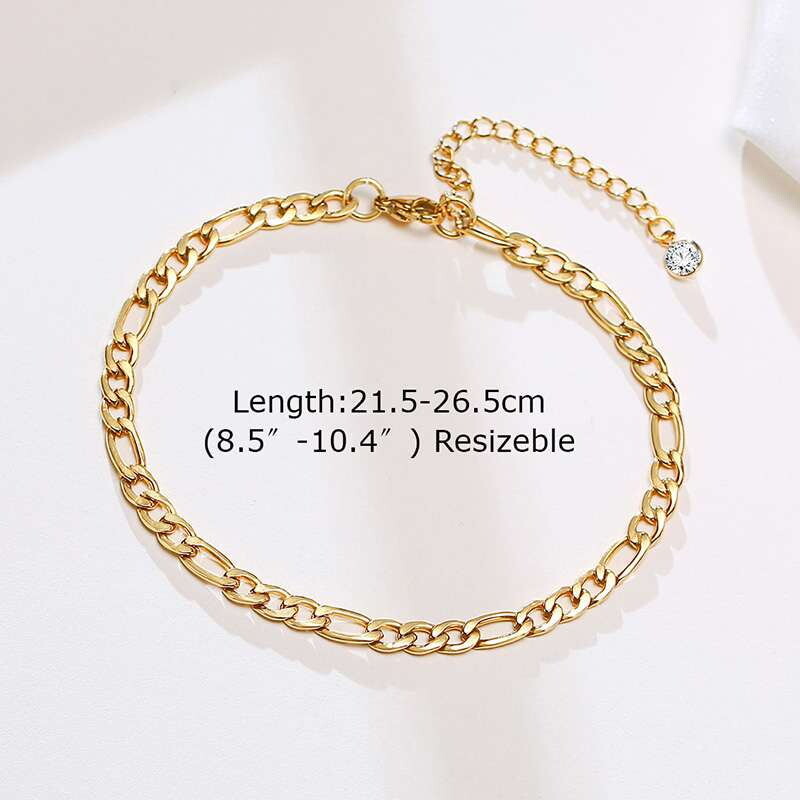 Vyriškos kulkšnies atramos, paauksuotos grandinės vyriškos kulkšnies atramos, vyriškos nerūdijančio plieno kojos, madinga kubietiška lyno jungtis su pailginta grandine