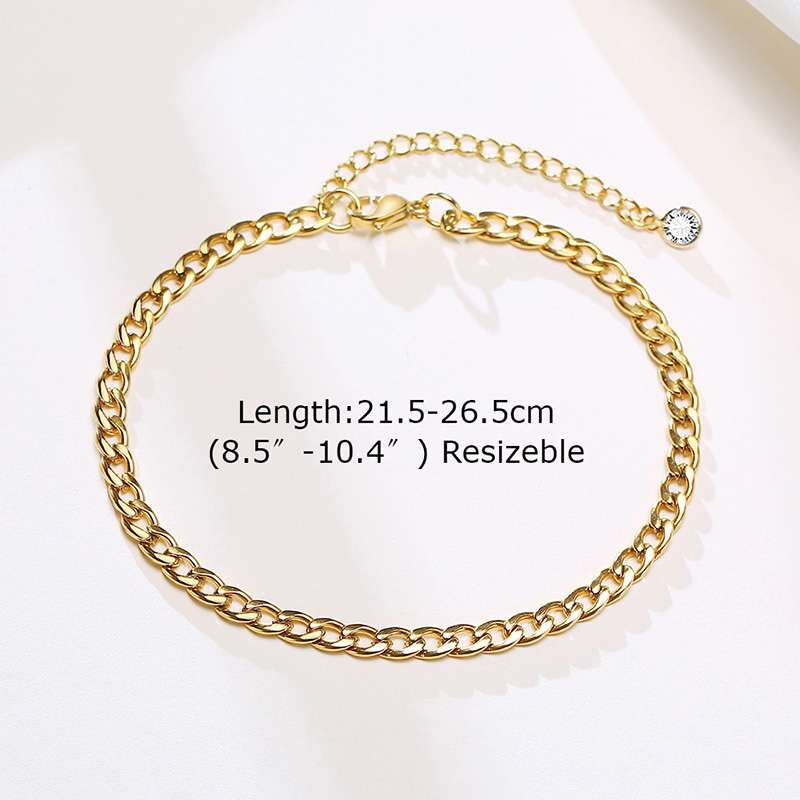 Vyriškos kulkšnies atramos, paauksuotos grandinės vyriškos kulkšnies atramos, vyriškos nerūdijančio plieno kojos, madinga kubietiška lyno jungtis su pailginta grandine