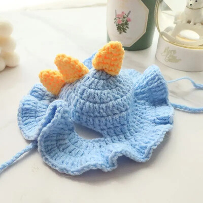 Rudeninė žieminė katės kepurė Elastinė miela rafinuota naminių gyvūnėlių kepurė šuniukas kačiukai Megzta kepurė Vakarėlis Fotosesijos rekvizitai Dekoravimo katės priedai