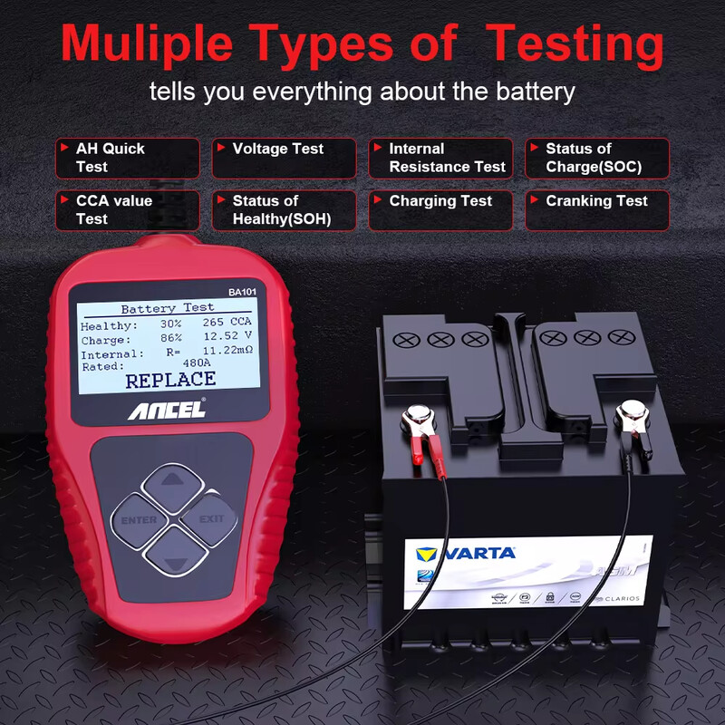 ANCEL BA101 12V auto aku tester analüsaator auto aku koormuse tester 100-2000CCA laadimisahela koormuse diagnostika tööriistad