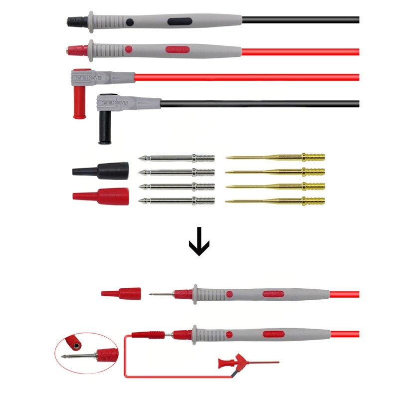P1503D multimetro zondai Keičiamos adatos Bandymo laidų rinkiniai Skaitmeninio multimetro zondai Kabelio jutiklis Multimetro laidų antgaliams