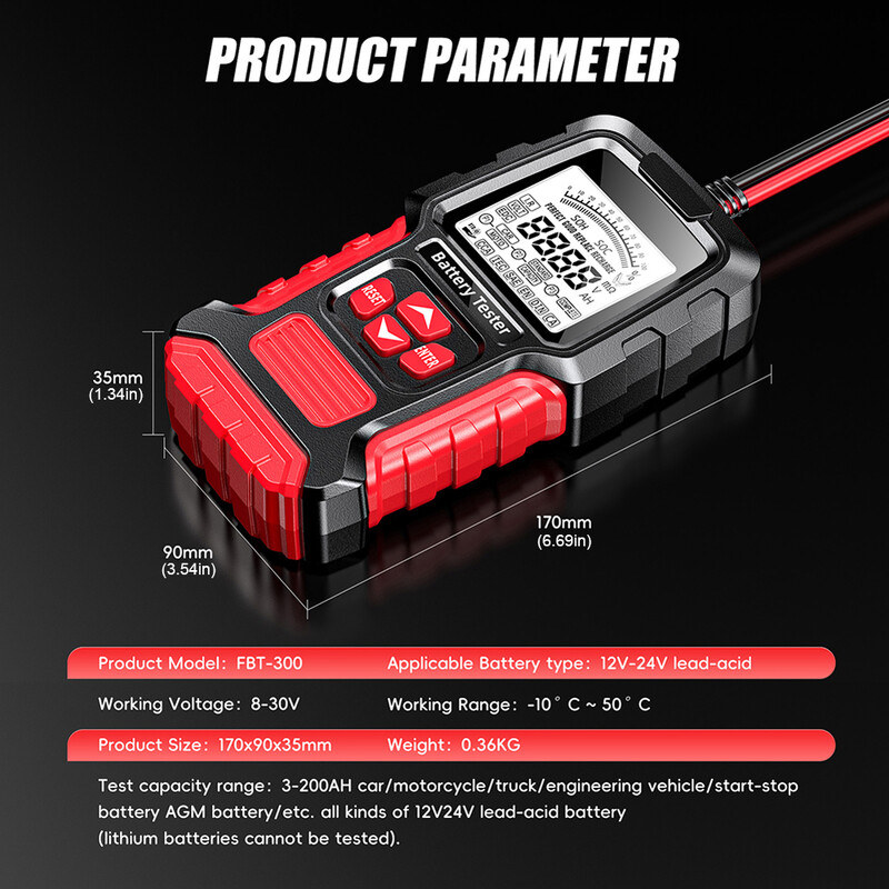 Aku analüsaatori testimise tööriist SOH SOC CCA IR mõõtmise nutikas aku tester auto aku analüsaator auto veoauto mootorratta paadi jaoks