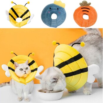 Памук Bee Shape Cat Възстановяващ нашийник против облизване Регулируем котешки елизабетински нашийник против ухапване Меко куче Elizabeth Circle