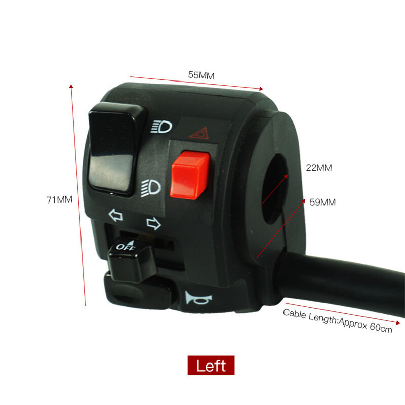 Motorkerékpár kormányrúd kapcsoló kürt gomb irányjelző elektromos ködlámpa indító kormányvezérlő kapcsolója