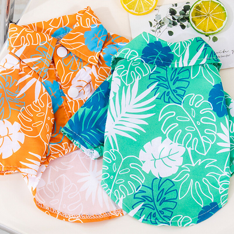 Moodne koerasärk kutsika hingav kookospähklipuu mustersärk kassivest Chihuahua Yorkie hawaii polo T-särgid lemmikloomade suveriided