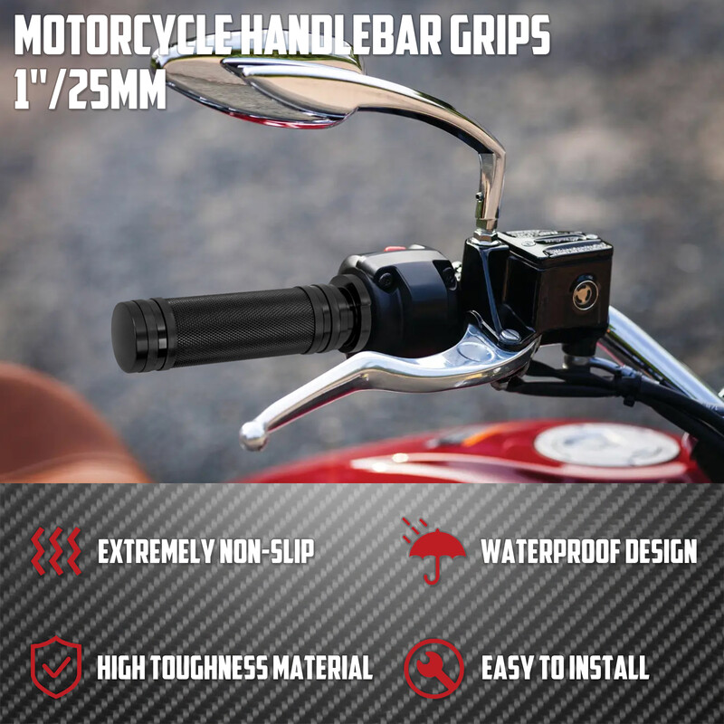 Motociklo 1 colio vairas 25 mm juodos rankenos CNC, skirtos Harley Dyna Sportster Touring Softail Fatboy Road King Low Rider Iron 883