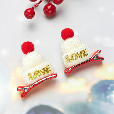 2 részes kézzel készített kötött karácsonyi sapka hajcsat, LOVE letter karácsonyi kisállat kutya fejpánt, macska fejpánt, kis állat kiegészítők