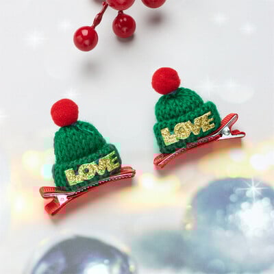 2 részes kézzel készített kötött karácsonyi sapka hajcsat, LOVE letter karácsonyi kisállat kutya fejpánt, macska fejpánt, kis állat kiegészítők
