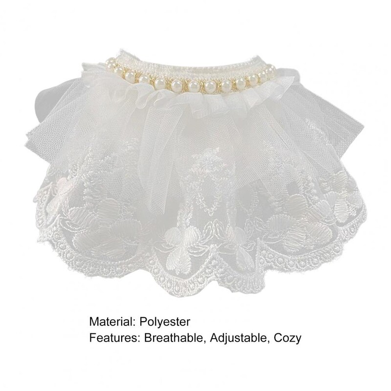 Katės antkaklis Seilinukas dirbtinių perlų dekoravimas Reguliuojamas kaklaraištis Elegantiško stiliaus šunų karoliai Dekoratyviniai antkakliai Naminių gyvūnėlių reikmenys