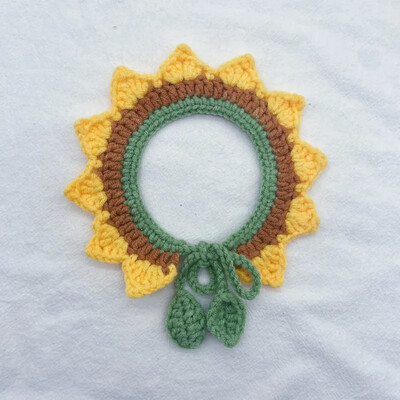 Guler pentru pisici Esarfă în formă de floarea-soarelui Guler drăguț croșetat manual Guler pentru câini mici Articole pentru animale de companie Accesorii pentru animale de companie