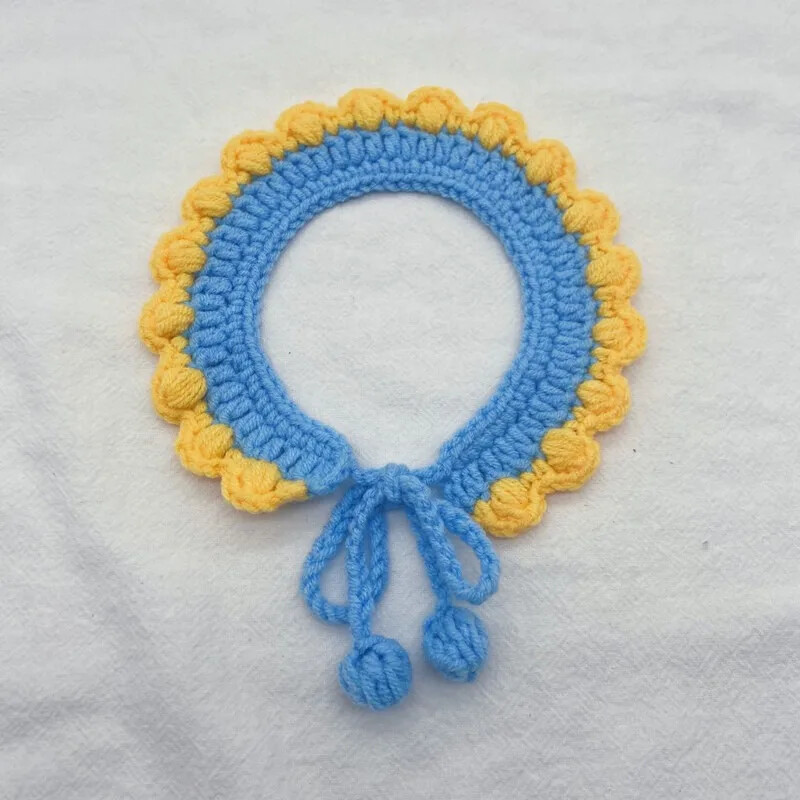 Guler pentru pisici Esarfă în formă de floarea-soarelui Guler drăguț croșetat manual Guler pentru câini mici Articole pentru animale de companie Accesorii pentru animale de companie