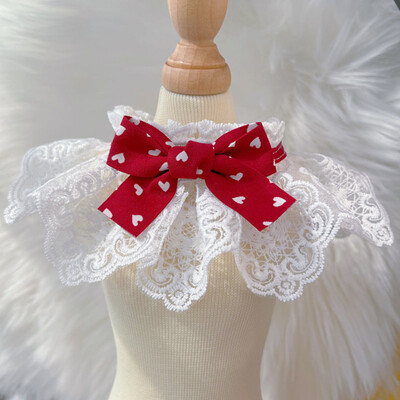 Mieli nėriniai šuns katės kaklaraištis apykaklė Šalikas naminiams gyvūnėliams Seilinukas Bandana Antkaklis šuniui karoliai Kaklaraištis peteliškė šunų vestuvių aksesuarai