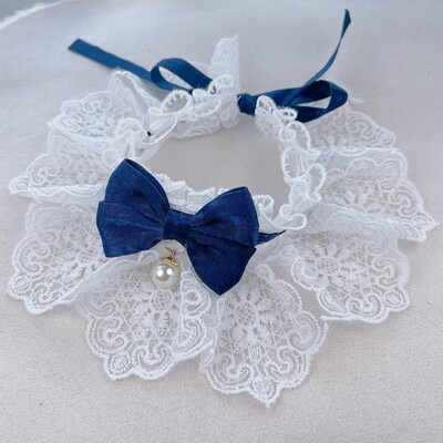 Mieli nėriniai šuns katės kaklaraištis apykaklė Šalikas naminiams gyvūnėliams Seilinukas Bandana Antkaklis šuniui karoliai Kaklaraištis peteliškė šunų vestuvių aksesuarai