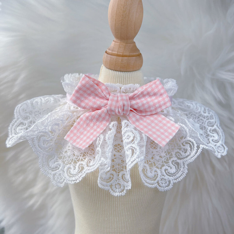 Mieli nėriniai šuns katės kaklaraištis apykaklė Šalikas naminiams gyvūnėliams Seilinukas Bandana Antkaklis šuniui karoliai Kaklaraištis peteliškė šunų vestuvių aksesuarai