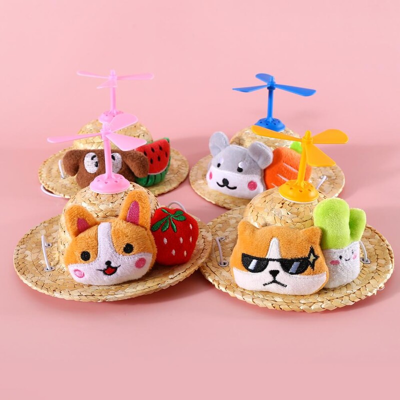 Šunų skrybėlės naminių gyvūnėlių dekoravimas mažiems ir vidutiniams dideliems šunims katėms kostiumams augintiniams Fotografijos reikmenys Mieli gerbėjai šunų kačių šiaudinė kepurė naminiams gyvūnėliams