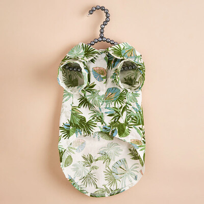 Nauji vasaros indai Pajūrio atostogų stiliaus šunų marškinėliai naminių gyvūnėlių drabužiai, marginti palmių lapais, šunų drabužiai, parduodami naminių gyvūnėlių drabužiai