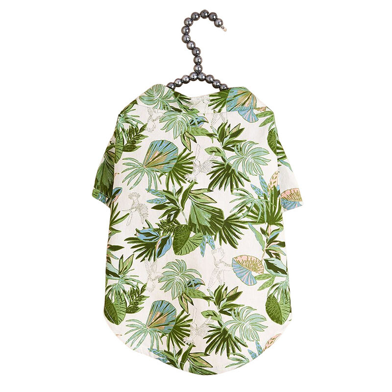 Nauji vasaros indai Pajūrio atostogų stiliaus šunų marškinėliai naminių gyvūnėlių drabužiai, marginti palmių lapais, šunų drabužiai, parduodami naminių gyvūnėlių drabužiai