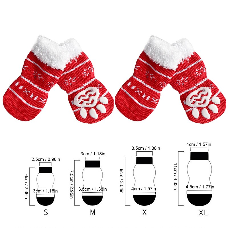 4 vnt. Šiltos kojinės šuniukui Minkštos naminių gyvūnėlių mezginės Kojinės Mielos animacinio filmo neslystančios kojinės Šiltos šuniuko šuniuko bateliai mažiems vidutiniams šunims naminių gyvūnėlių gaminys#Gm