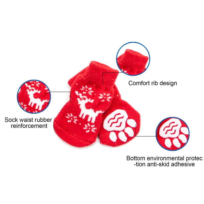 4 vnt. Šiltos kojinės šuniukui Minkštos naminių gyvūnėlių mezginės Kojinės Mielos animacinio filmo neslystančios kojinės Šiltos šuniuko šuniuko bateliai mažiems vidutiniams šunims naminių gyvūnėlių gaminys#Gm