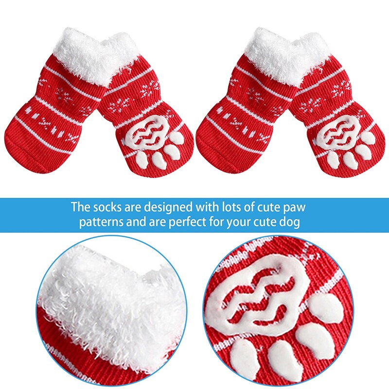 4 vnt. Šiltos kojinės šuniukui Minkštos naminių gyvūnėlių mezginės Kojinės Mielos animacinio filmo neslystančios kojinės Šiltos šuniuko šuniuko bateliai mažiems vidutiniams šunims naminių gyvūnėlių gaminys#Gm