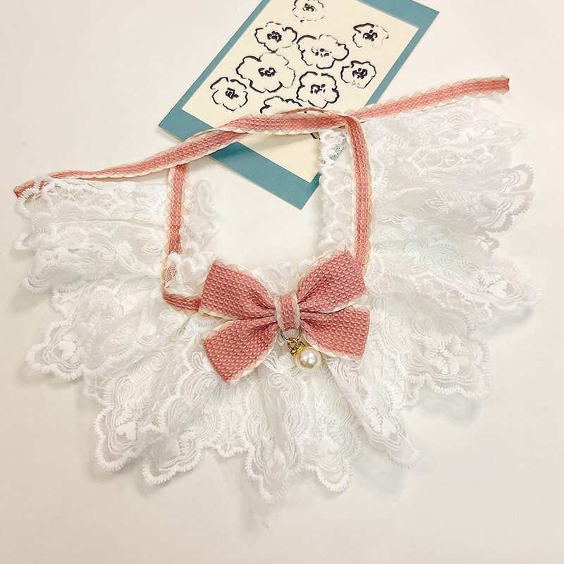 Μόδα παπιγιόν κολάρο γάτας για κατοικίδια Χαριτωμένο διχτυωτό κέντημα Pet Bib Burp Πανί Lovely Dog Κολιέ Λουράκι λαιμού για μικρό μεσαίο σκύλο