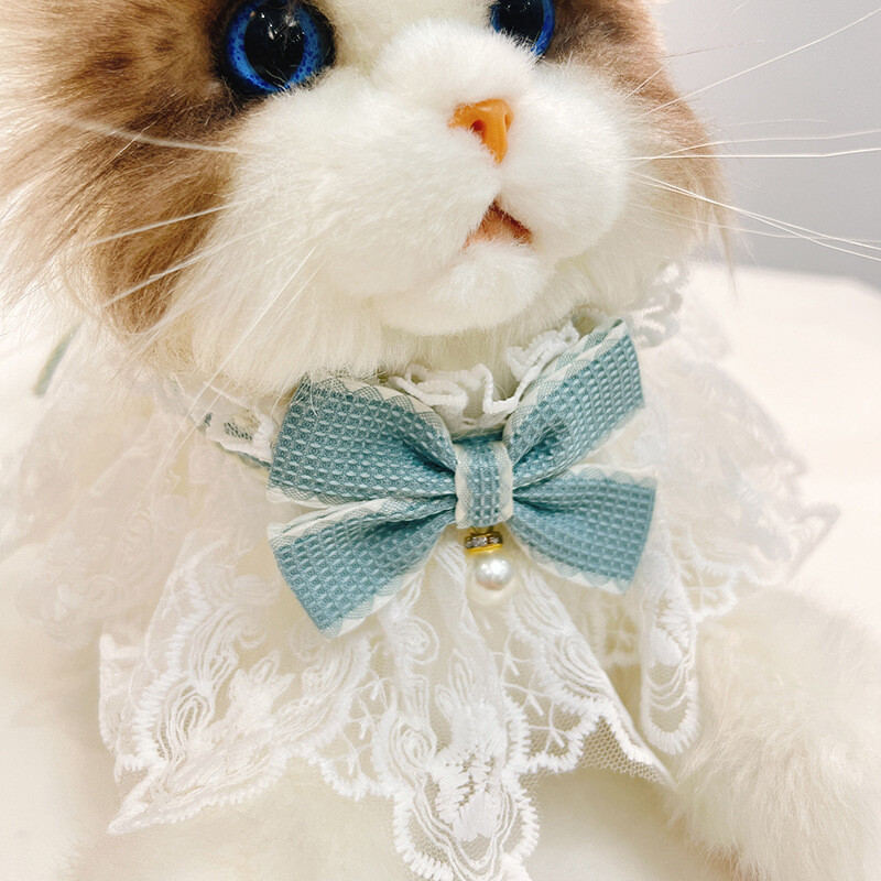 Μόδα παπιγιόν κολάρο γάτας για κατοικίδια Χαριτωμένο διχτυωτό κέντημα Pet Bib Burp Πανί Lovely Dog Κολιέ Λουράκι λαιμού για μικρό μεσαίο σκύλο