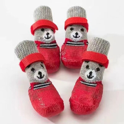 Neslystančios šunų kojinės su dirželiais, vandeniui atsparios traukos kontrolė, skirtos patalpoms ant kietmedžio grindų, dėvėkite šunų batus su naminių letenų apsauga