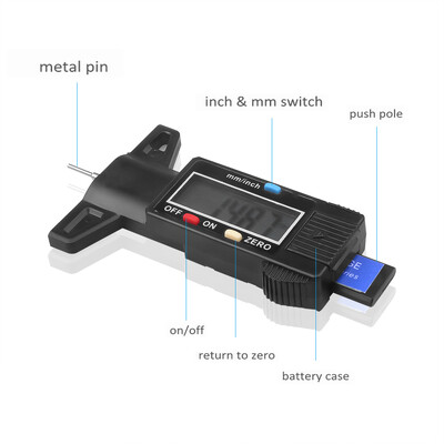 Kebidumei Instrument digital de măsurare a grosimii anvelopei cu LCD de înaltă precizie pentru anvelope