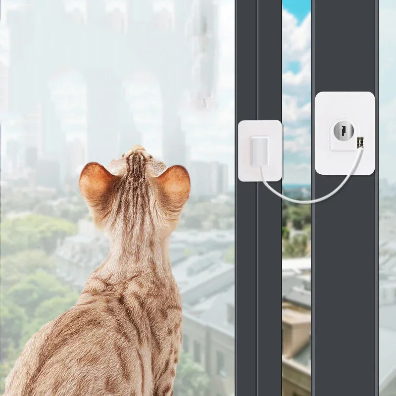 Kasside lukk ilma mulguseta Väljahüppamise vastane Kukkumine Köögiakna piiraja Lemmiklooma koera klapi kaitse Ohutus Vargusvastane sahtel