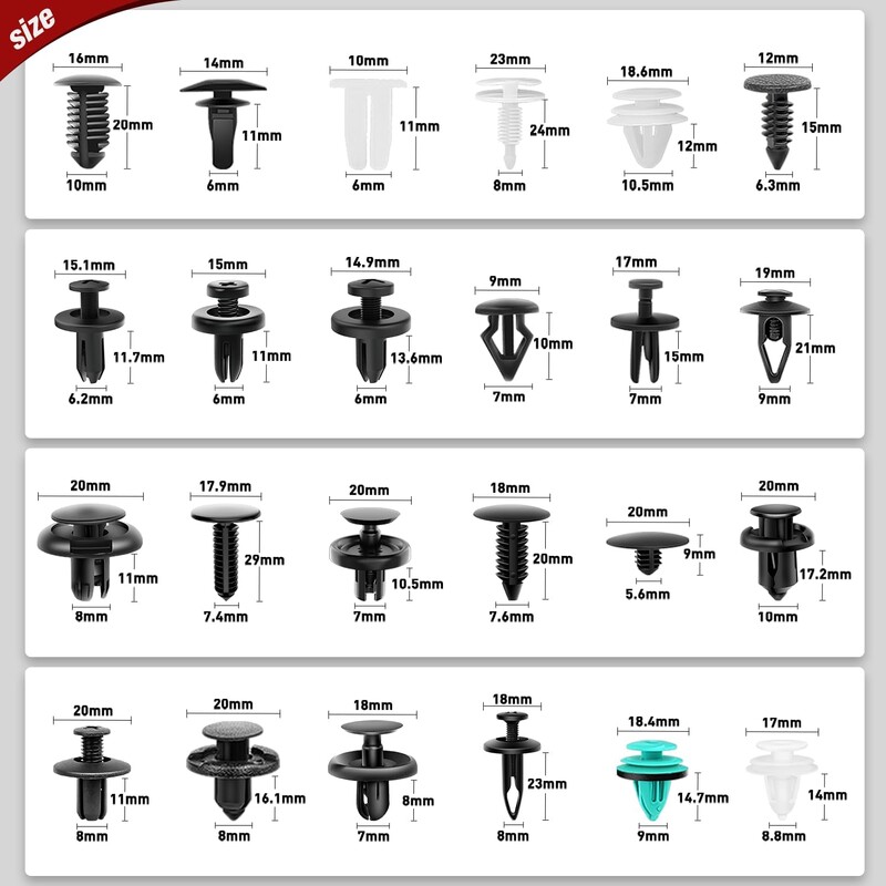 845 Auto Push Retainer Clips Auto Stiprinājumu Sortiments Neilona Bufera Fender Kniedes GM Ford Lexus Honda Chrysler Mazda