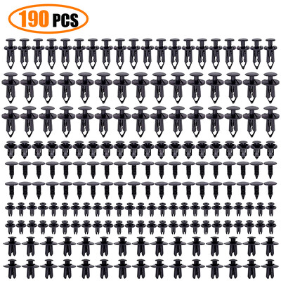 190 vnt. automobilio laikiklio spaustukas, 6 dydžio plastikinis tvirtinimo elementų rinkinys, automobilių apdailos plokštės stumdomas spaustukas, automatinio kėbulo buferio sparno kniedžių rinkinys sunkvežimiui