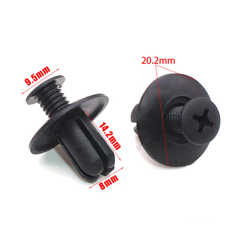 100 buc. nituri din plastic 8mm elemente de fixare șurub bara de protecție pentru mașină nit negru clips de fixare auto pentru Toyota Focus Kia Nissan Yamaha