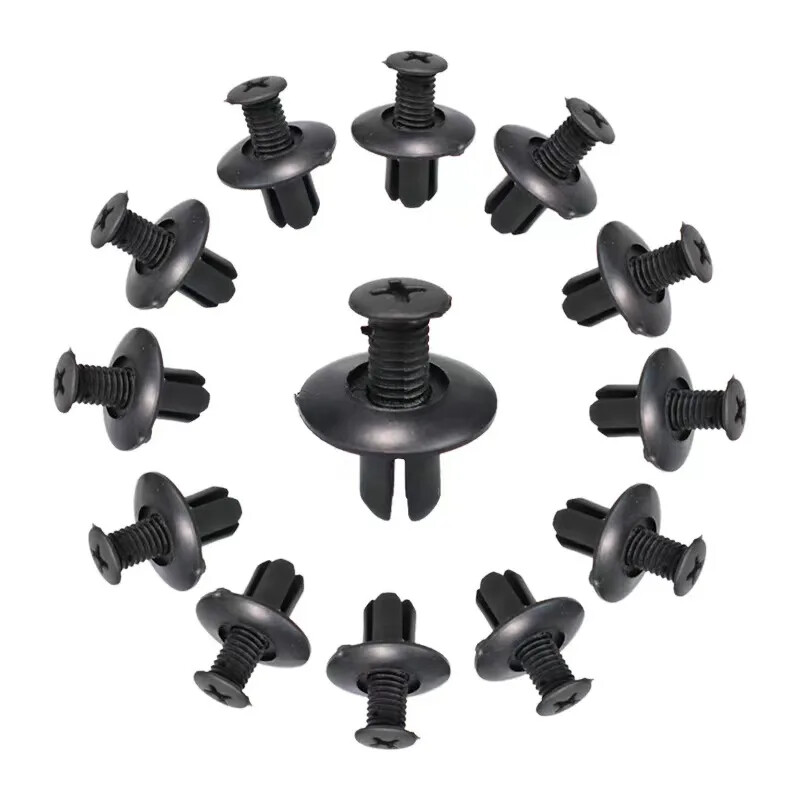 100 buc 8mm nituri din plastic elemente de fixare șurub bara de protecție pentru mașină nit negru clips de fixare auto pentru Toyota Focus Kia Nissan Yamaha