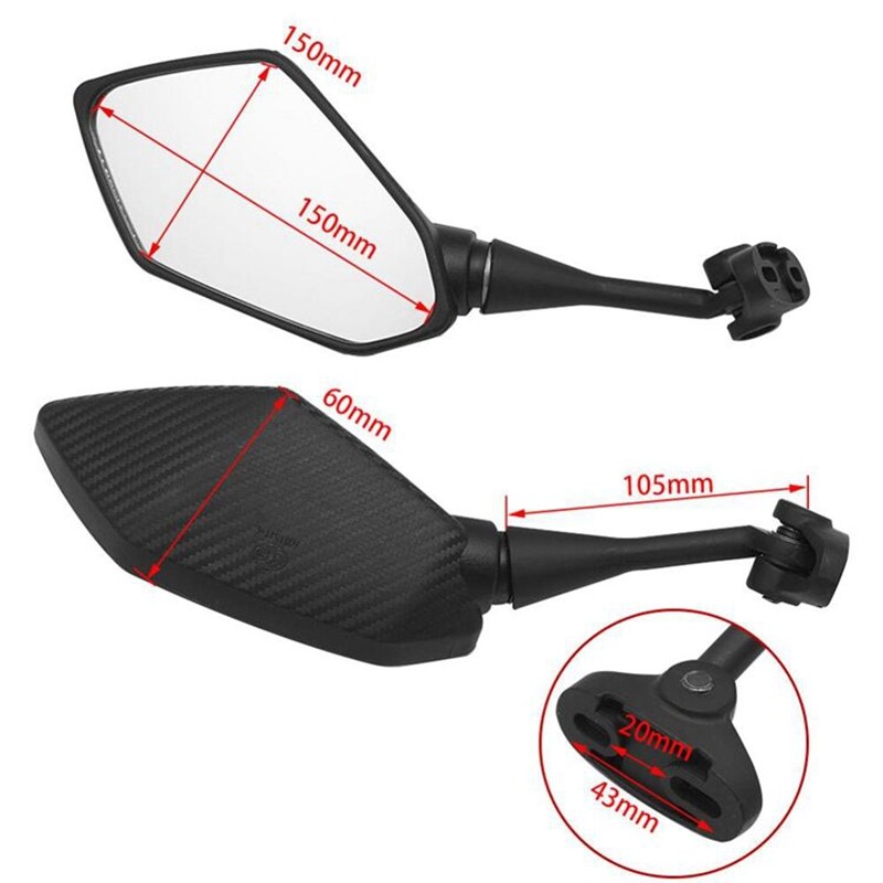 Motorkerékpár visszapillantó tükrök Kawasaki Ninja 250R EX250 2008-2012 /Ninja 650R ER6F 2006-2019 fekete