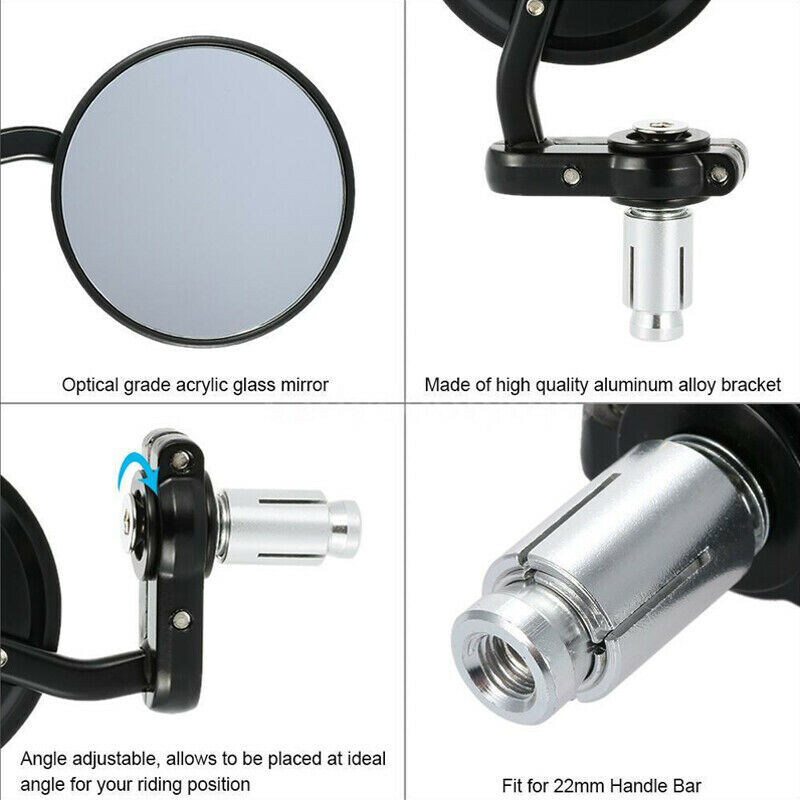 Universalūs 22 mm 7/8 colių motociklo apvalūs vairo šoniniai veidrodėliai veidrodžiai, aliuminio galinio vaizdo šoniniai veidrodėliai, skirti Harley Suzuki DRZ 400