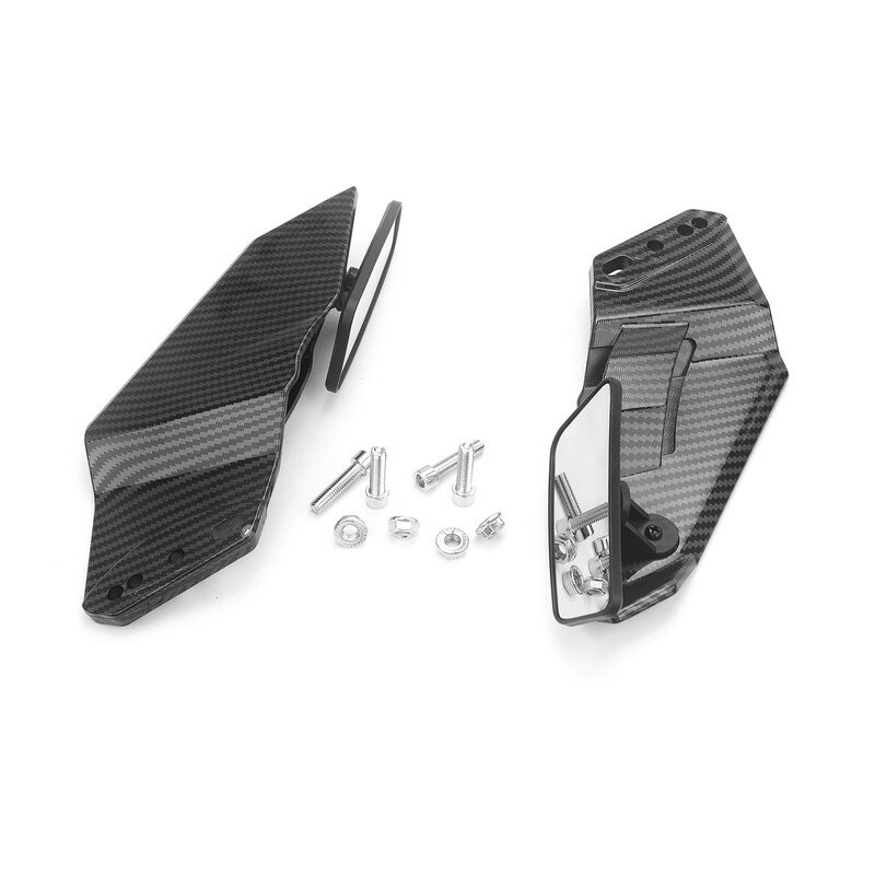 skirtas Kawasaki Ninja 250 300 400 ZX6R ZX636 ZX10R universalus motociklo reguliuojamo šoninio sparno spoilerio gaubtas su galine peržiūra