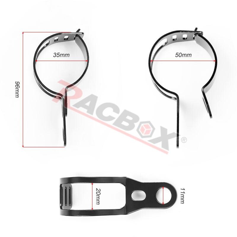 Metāla 35–50 mm priekšējās dakšas skava kreisais labais motocikla pagrieziena signāla lukturu stiprinājums, fiksēts kronšteins Sport Chopper Street pielāgotam velosipēdam