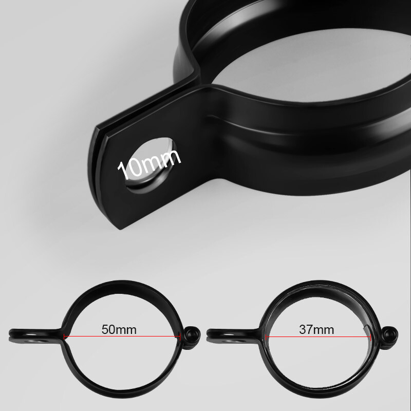 Motociklo 37 mm–50 mm metaliniai priekinių šakių vamzdžiai, 10 mm skylės skersmuo, posūkio signalo žibinto tvirtinimo laikiklis juodas motociklo priekinių žibintų atrama
