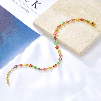 Νέο Boho Colorfully Flower Anklet για Γυναικεία Κορίτσια Βραχιόλια ποδιών από ανοξείδωτο ατσάλι Αξεσουάρ κοσμημάτων για δώρο καλοκαιρινής παραλίας