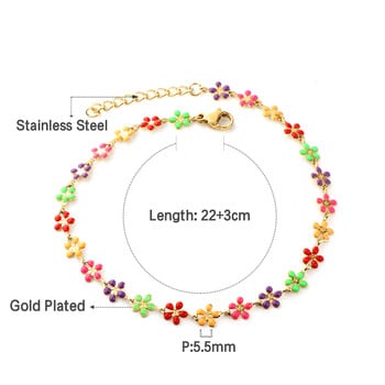 Νέο Boho Colorfully Flower Anklet για Γυναικεία Κορίτσια Βραχιόλια ποδιών από ανοξείδωτο ατσάλι Αξεσουάρ κοσμημάτων για δώρο καλοκαιρινής παραλίας