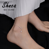 Esküvői divat Új 925 Sterling ezüst fényes cirkónia bojt csillagok lánc bokaláncok női lányoknak LB002