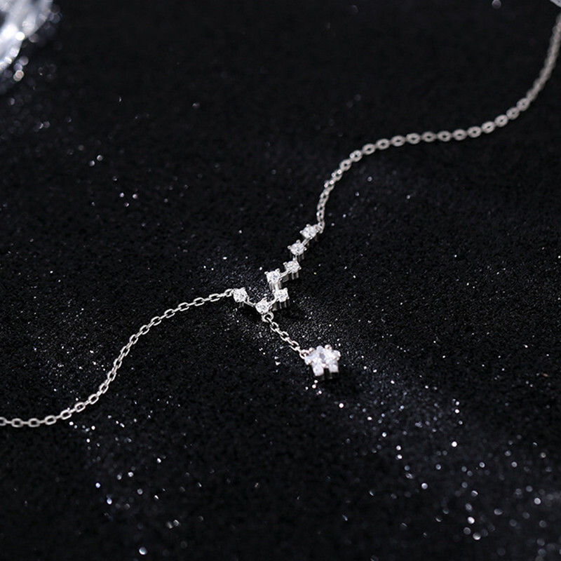 Esküvői divat Új 925 Sterling ezüst fényes cirkónia bojt csillagok lánc bokaláncok női lányoknak LB002