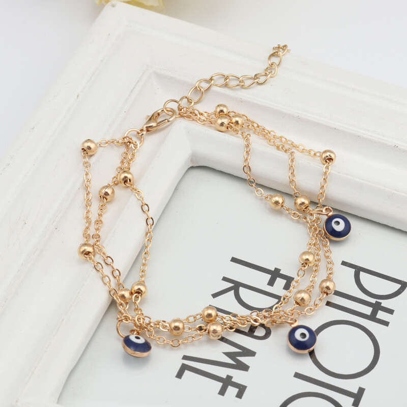 Btuamb 2 Spalvos Turkijos karoliukai Blogos akys Kutas kulkšnys moterims Pulseras Tobilleras Mujer pakabukas kulkšnies apyranke pėdų papuošalai