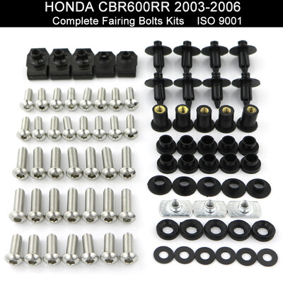 Motorkerékpár teljes kivezetési csavarkészlet karosszéria anya csavar illesztés HONDA CBR 600RR CBR600RR 2003 2004 2005 2006 rozsdamentes acél fekete