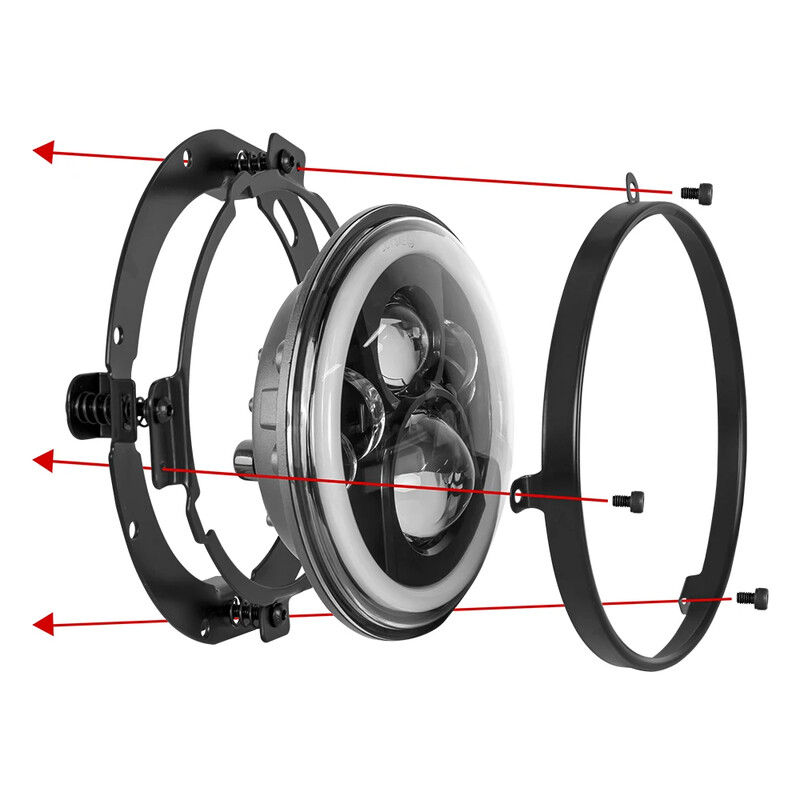 7 colių apvalus LED priekinių žibintų tvirtinimo kronšteino žiedas motociklui Jeep Wrangler JK 07-16