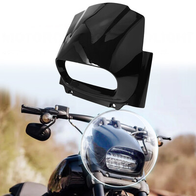 Κάλυμμα Fairing Προβολέων Μοτοσικλέτας Μαύρο ABS Πλαστικό Μπροστινό Παρμπρίζ για Harley Softail Fat Bob FXFBS FXFB 2018-2022