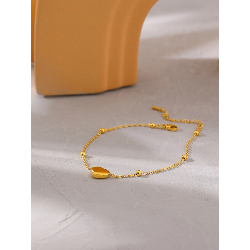 Yhpup stilingas grandinėlės karoliukas širdelės ankletas nerūdijančio plieno metalas, naujas vasaros bižuteris Barefoot Beach Auksinis ant kojų žavus papuošalas