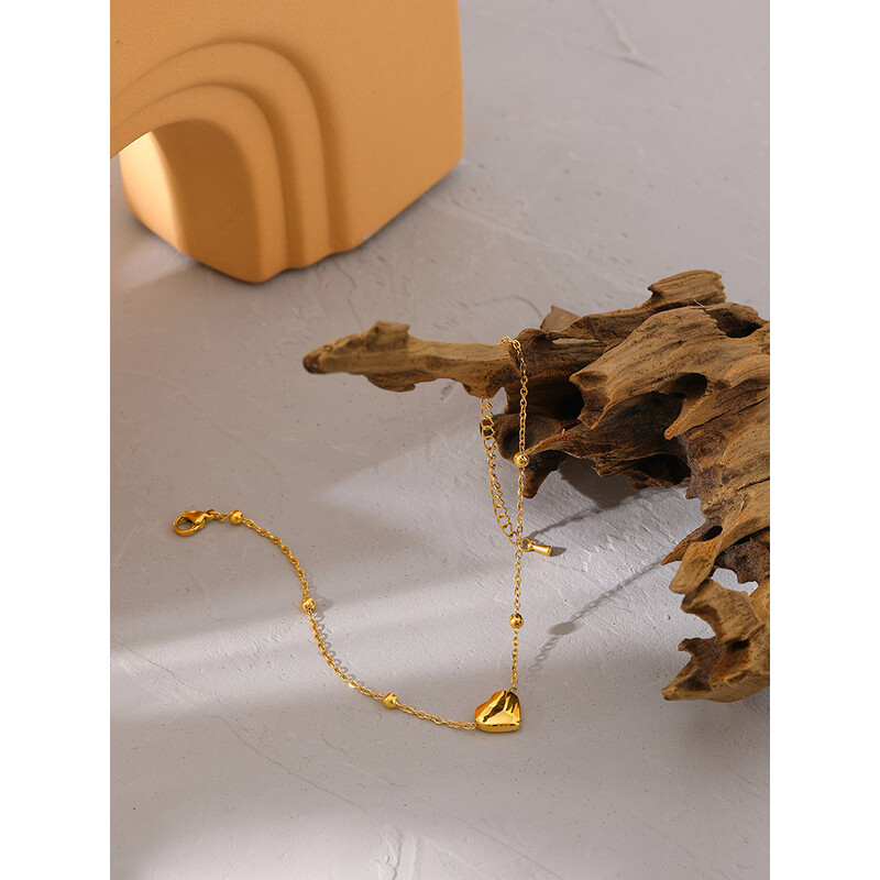 Yhpup stilingas grandinėlės karoliukas širdelės ankletas nerūdijančio plieno metalas, naujas vasaros bižuteris Barefoot Beach Auksinis ant kojų žavus papuošalas